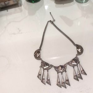 Silver metal hardware statement necklace